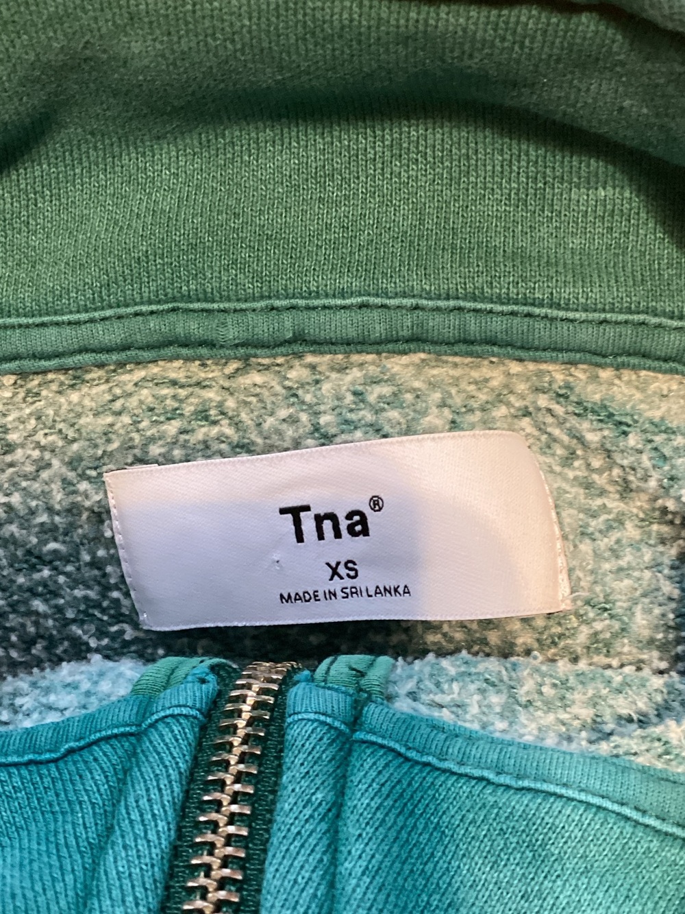 TNA Cropped Half-Zip Sweatshirt in Teal Green - Picture 7 of 8